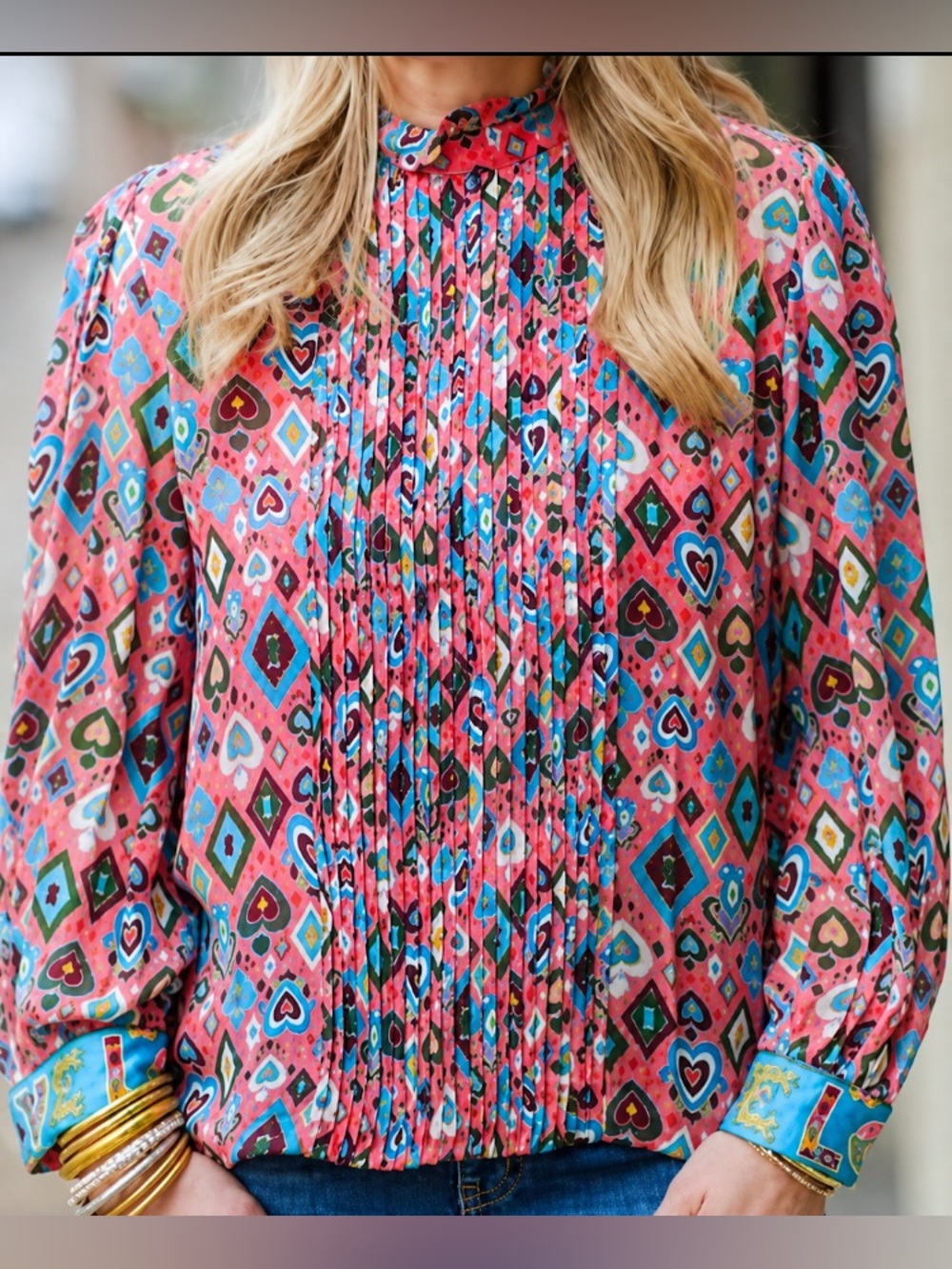 Emily Lovelock Pink Multi Print Melissa Blouse - Pink: Size XS